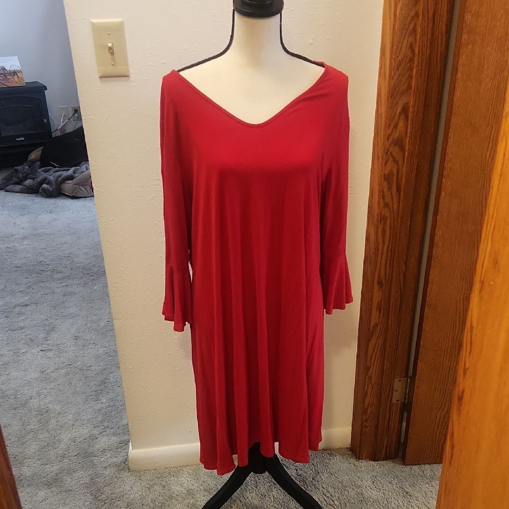 Apt. 9 Vibrant Red Long Sleeve Dress